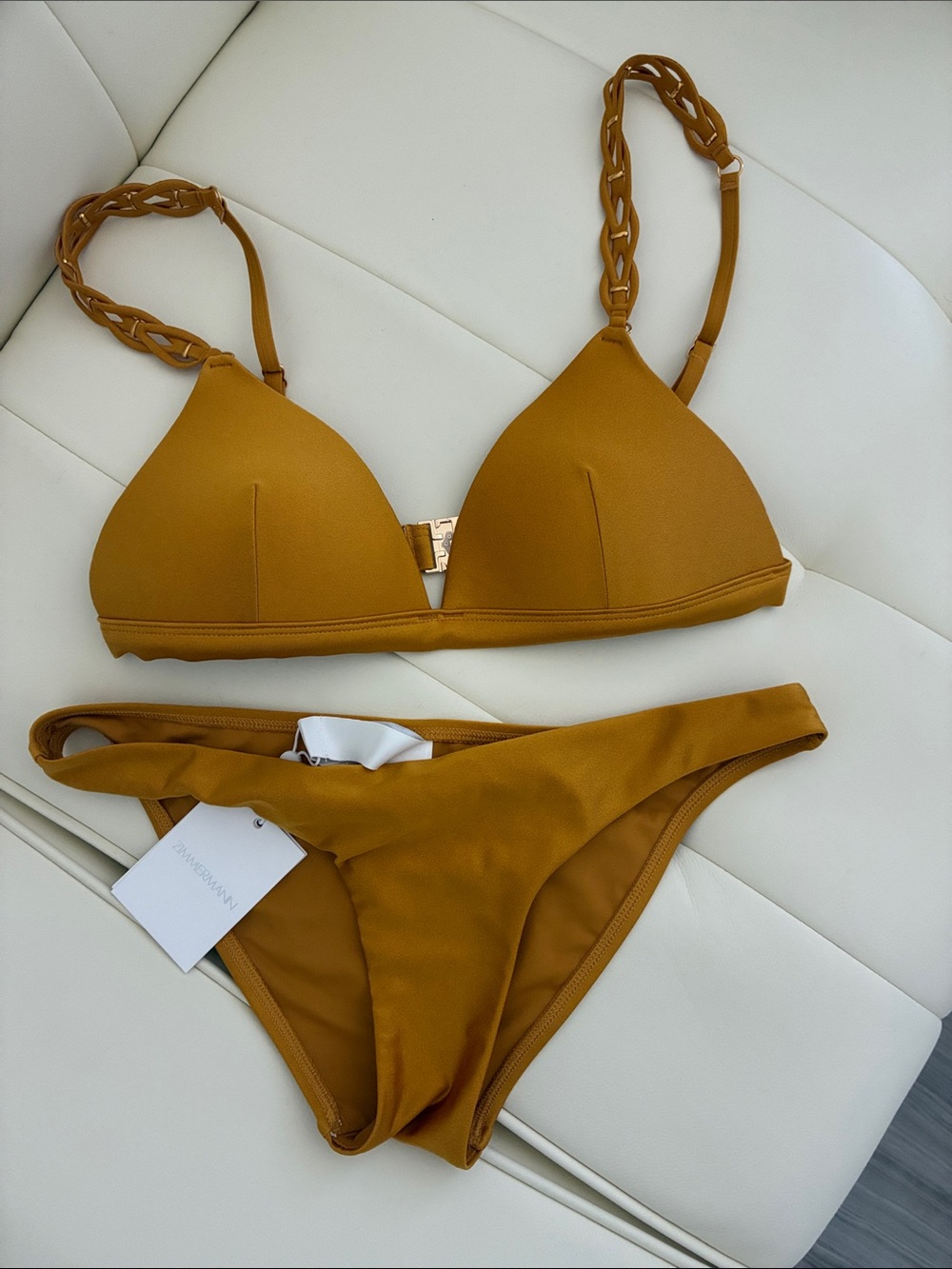 Zimmermann Mustard Gold Chain-Detail Bikini